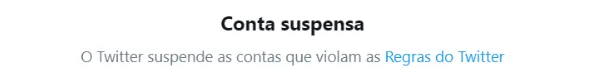Conta suspensa no Twitter